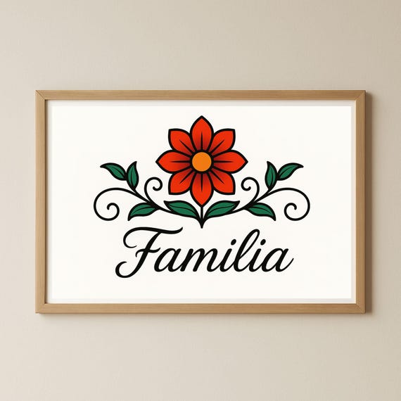 Familia Wall Art Poster Picture Floral Illustration Family In Multiple Jpg Sizes Abs3
