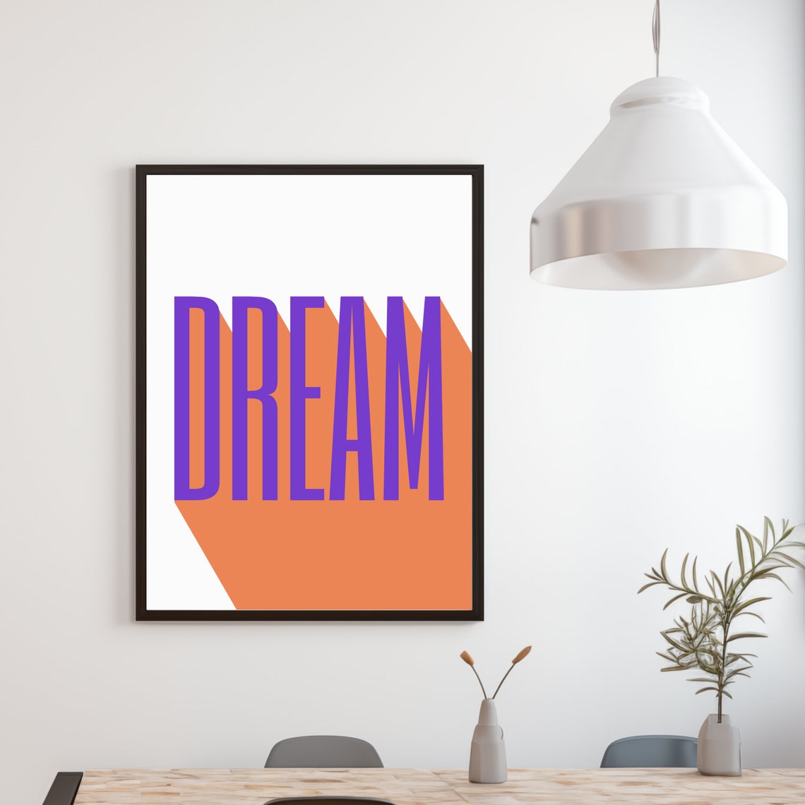 Dream Bold Retro Typography Purple Orange Modern Home Decor Print - Image 5