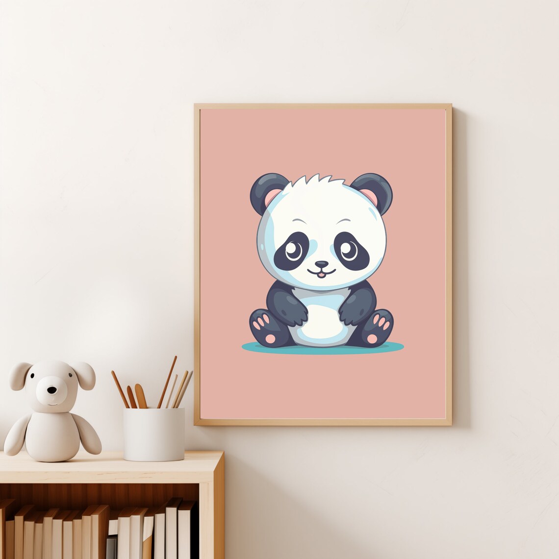 Cute Baby Panda Cartoon Pink Nursery Kids Room Decor Wall Poster - Image 5