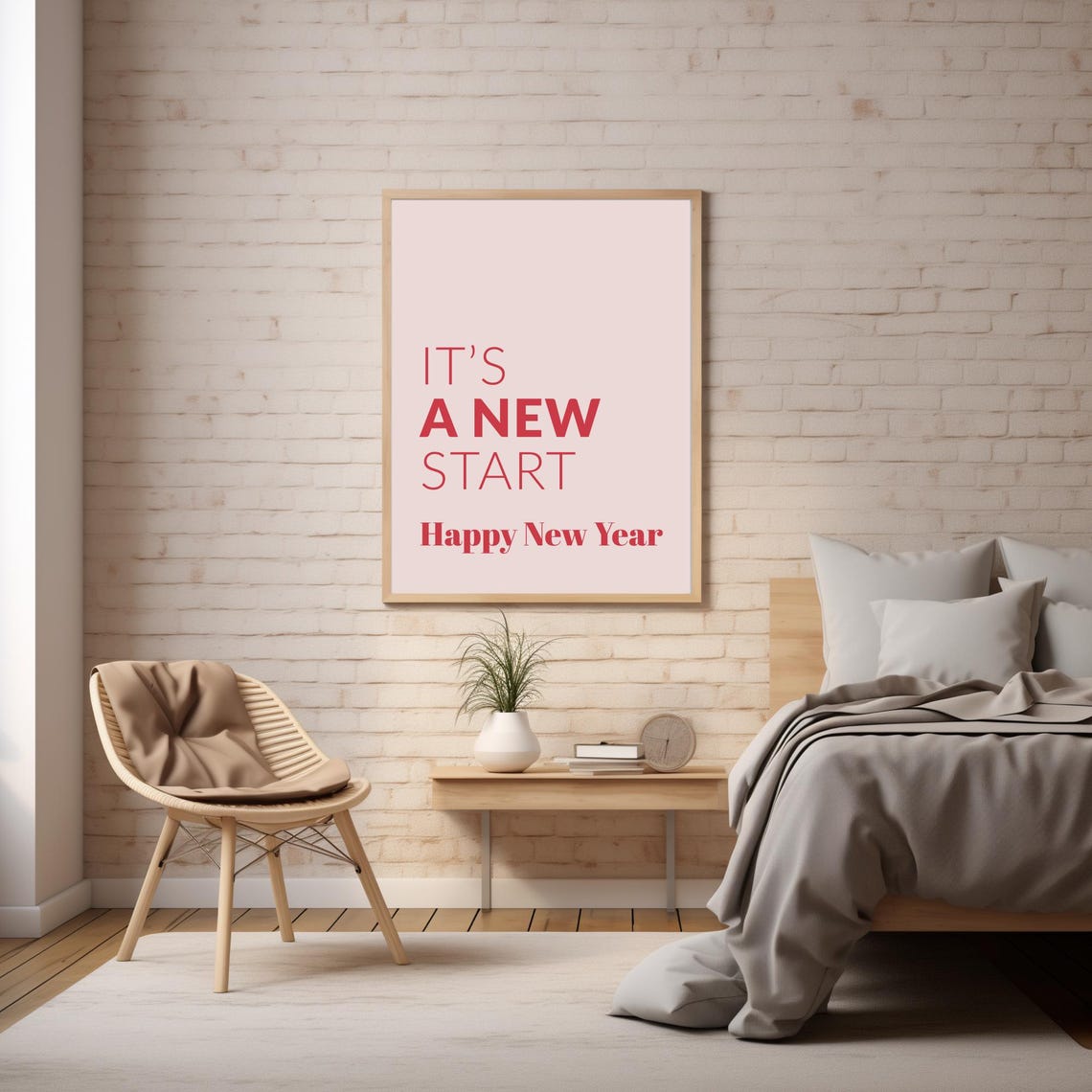 It's A New Start Happy New Year Pink Red Typography Party Poster - Image 4