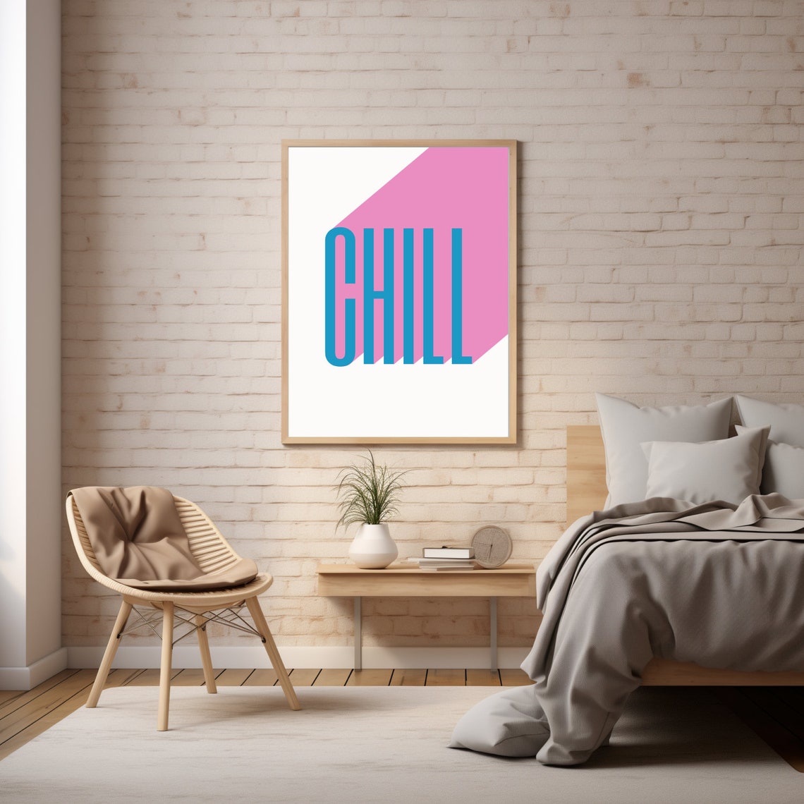 Chill Bold Retro Typography Blue Pink Modern Home Decor Wall Print - Image 2