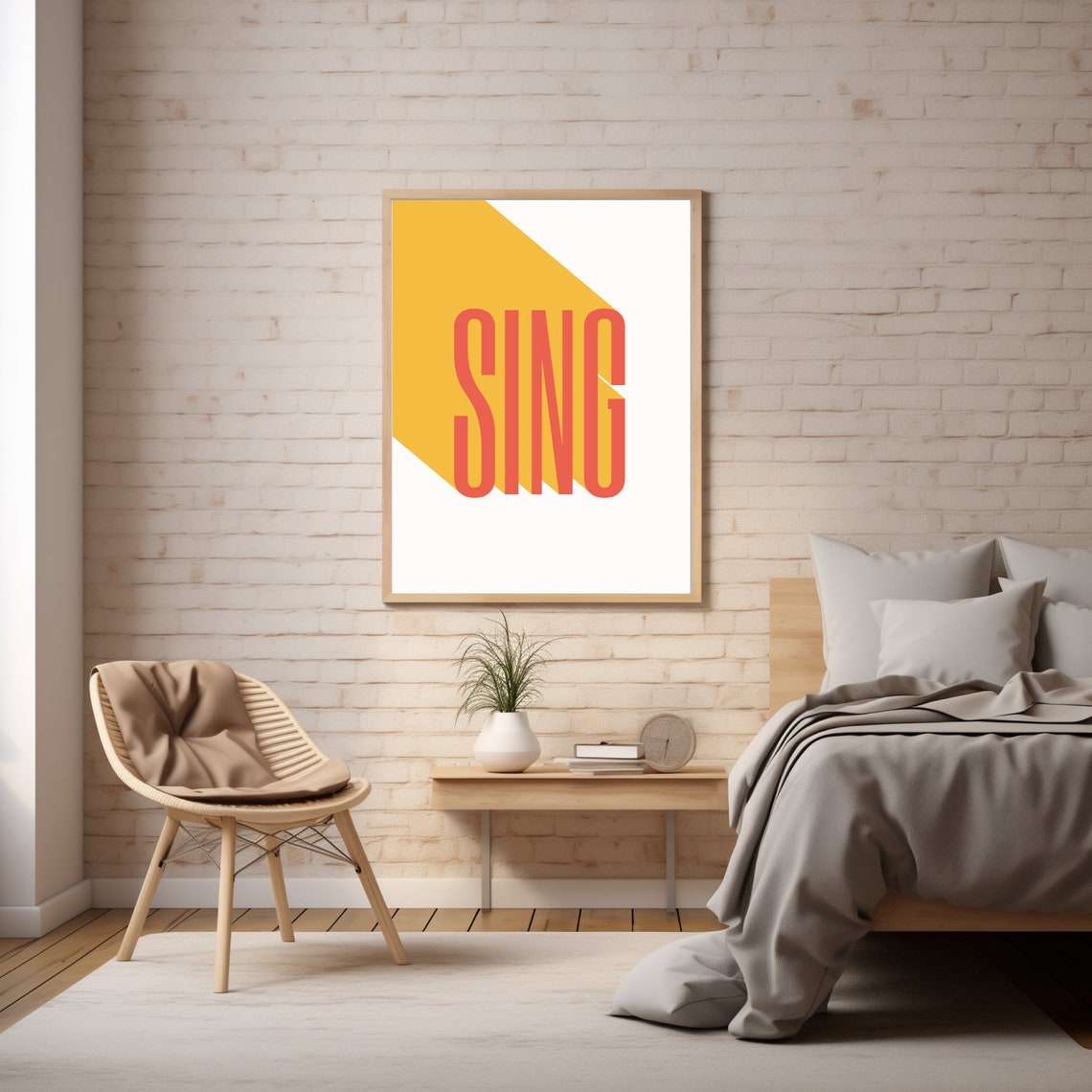 Sing Bold Retro Typography Coral Yellow Modern Home Decor Wall Print - Image 4