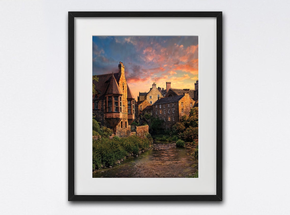 Dean Village Edinburgh Scotland Travel Poster