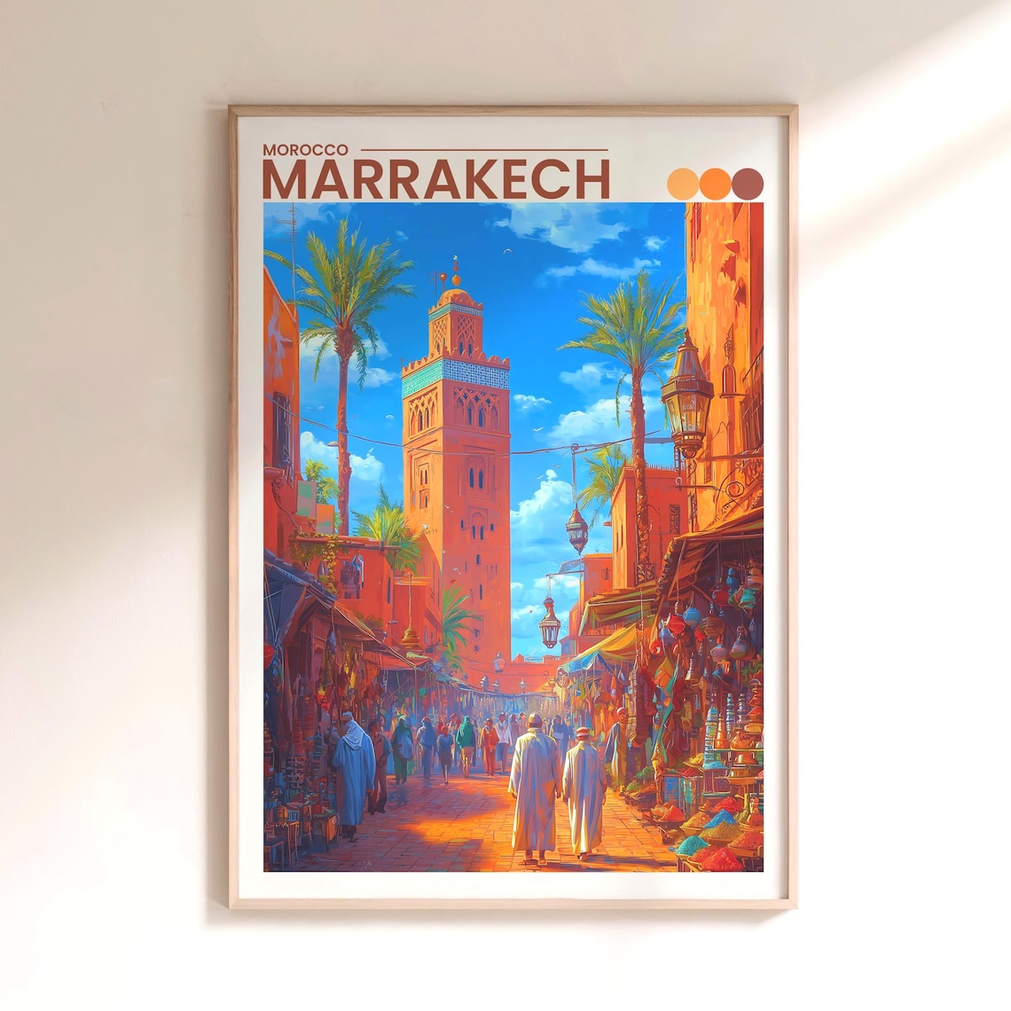 Marrakech Souk Travel Poster, Morocco