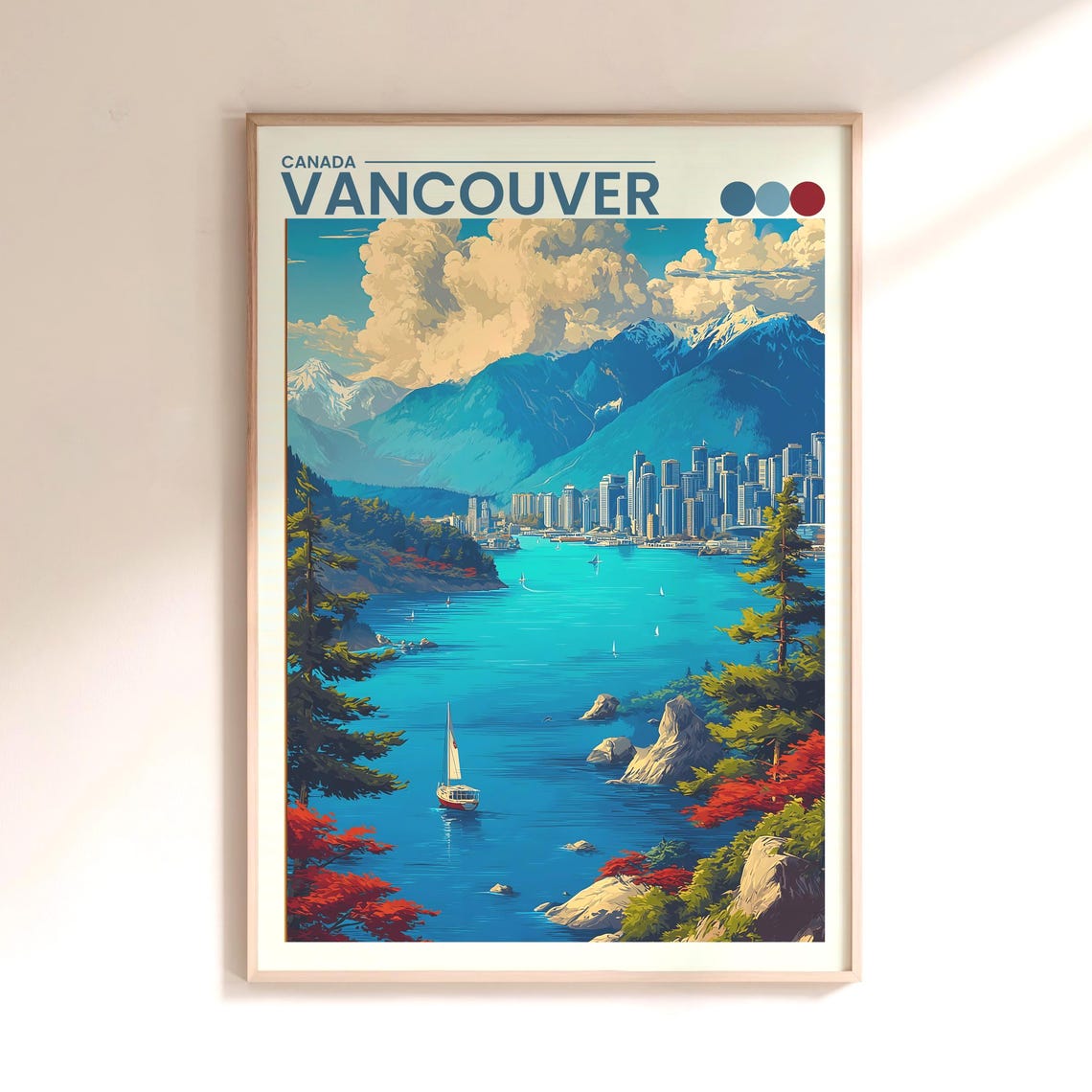 Vancouver Travel Poster Canada Harbour And Mountain Print