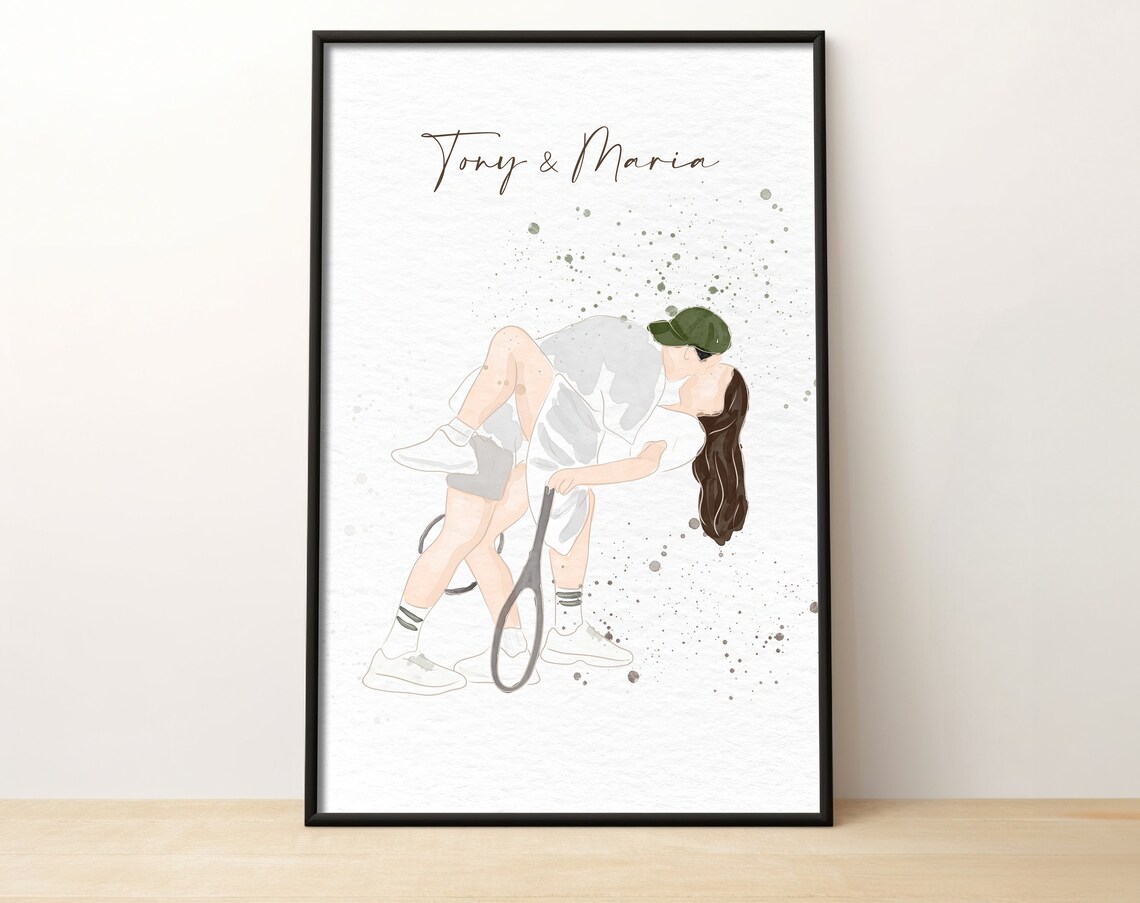 Custom Family Portrait Watercolor Line People Art Print - Image 2