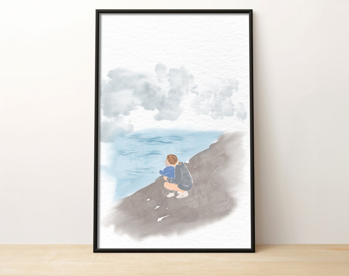 Girl In Sun Hat Picnicking By The Lake Watercolor Summer Poster - Image 2