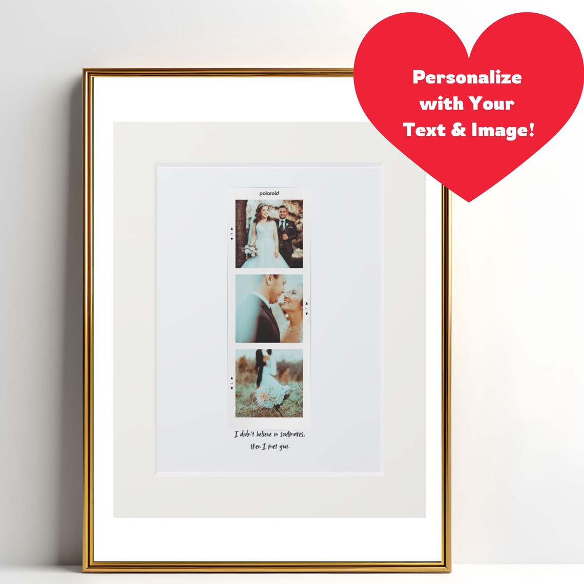 Personalized Retro Polaroid Wedding Photo Strip Custom Couple Gift Poster