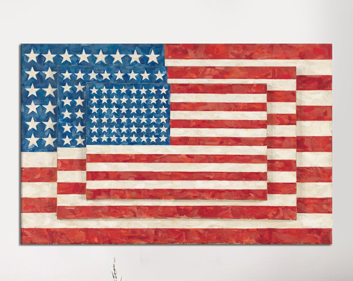 Jasper Johns Flag Art Print, Pop Art Wall Decor