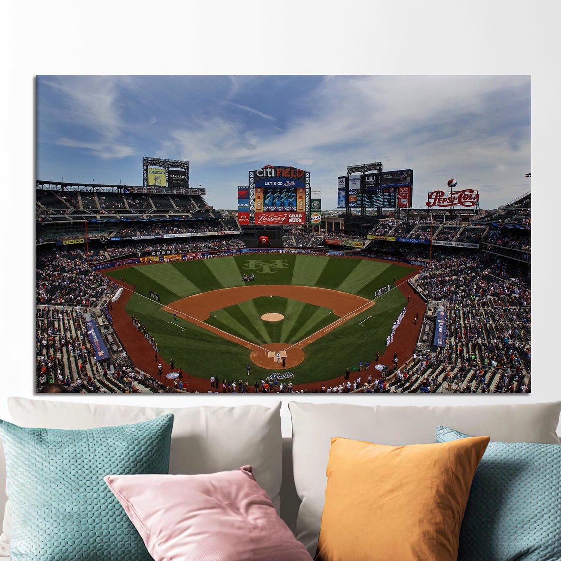 Citi Field New York Mets Stadium Panorama Baseball Fans Wall Art