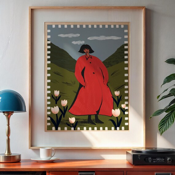 Girl in Red, Modern Poster Art