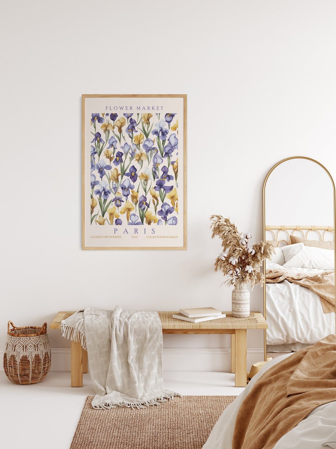 Flower Market Paris Iris Botanical Yellow Blue Floral Poster - Image 2