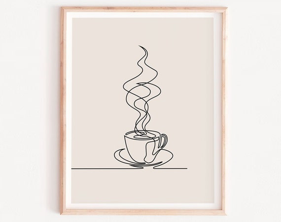 Minimal Coffee Simple Line Drawing Art Print