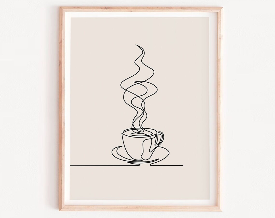 Minimal Coffee Simple Line Drawing Art Print
