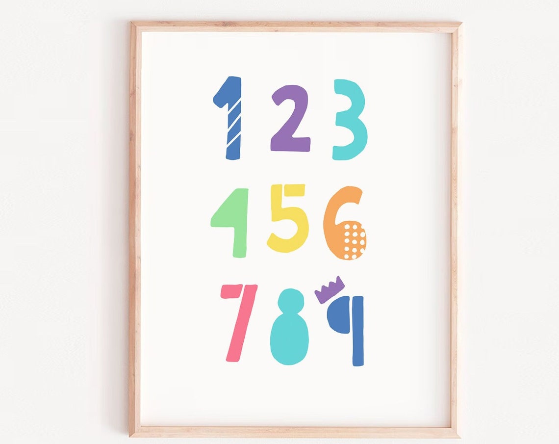 Number Poster Art Kids Learning Print