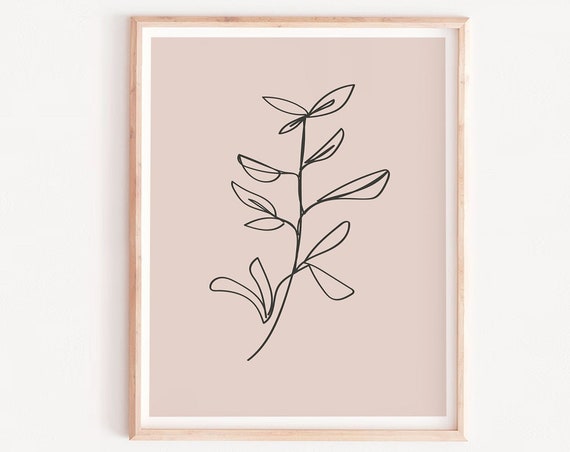 Terracotta Line Art Botanical Minimalist Art Print
