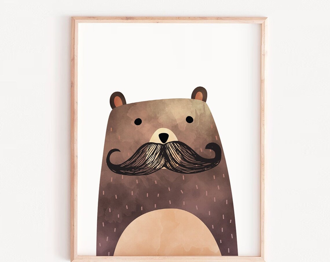 Bear Nursery Print, Boys Kids Wall Art Poster