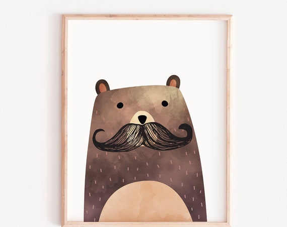 Bear Nursery Print, Boys Kids Wall Art Poster