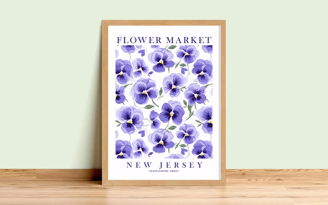 New Jersey Flower Market Violet State Flower Botanical Floral Print
