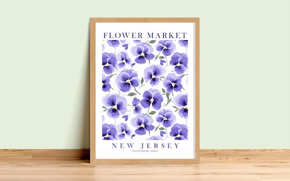 New Jersey Flower Market Violet State Flower Botanical Floral Print