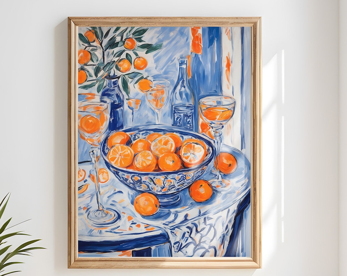 Blue and Orange Citrus Still Life Matisse Inspired Abstract Poster - Image 4