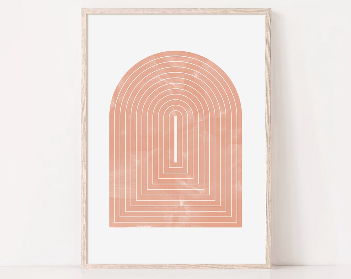 Pink Concentric Arch Lines Mid Century Geometric Modern Poster