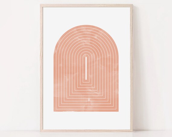 Pink Pastel Arch Print Mid Century Arch Line Art Modern Geometric Art Abstract Wall Art Minimalist Print Living Room Wall Art Wall Decor