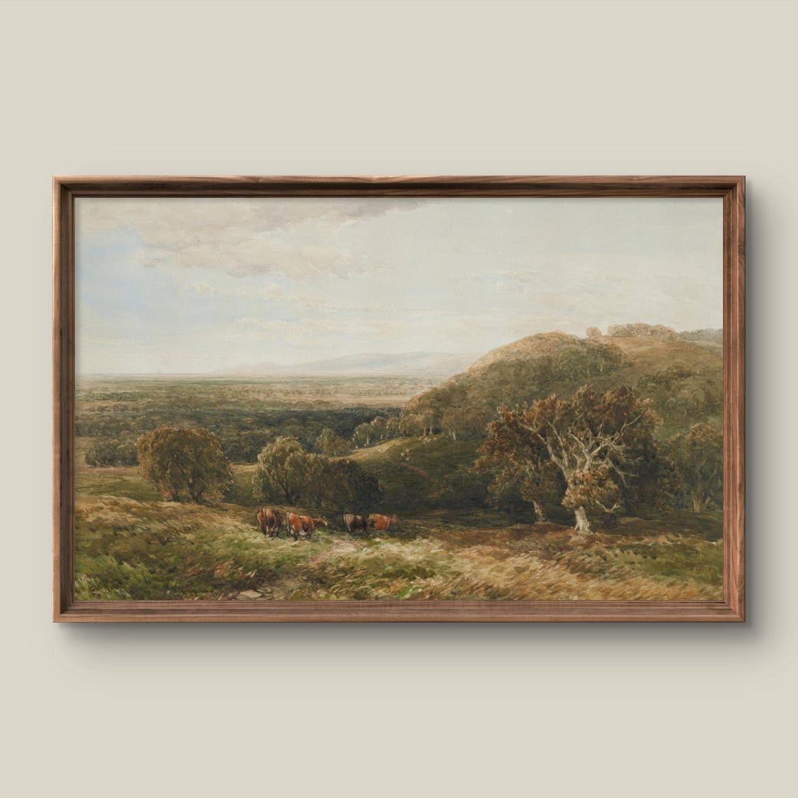 Grazing Cows Rolling Pasture Summer Vintage Landscape Poster