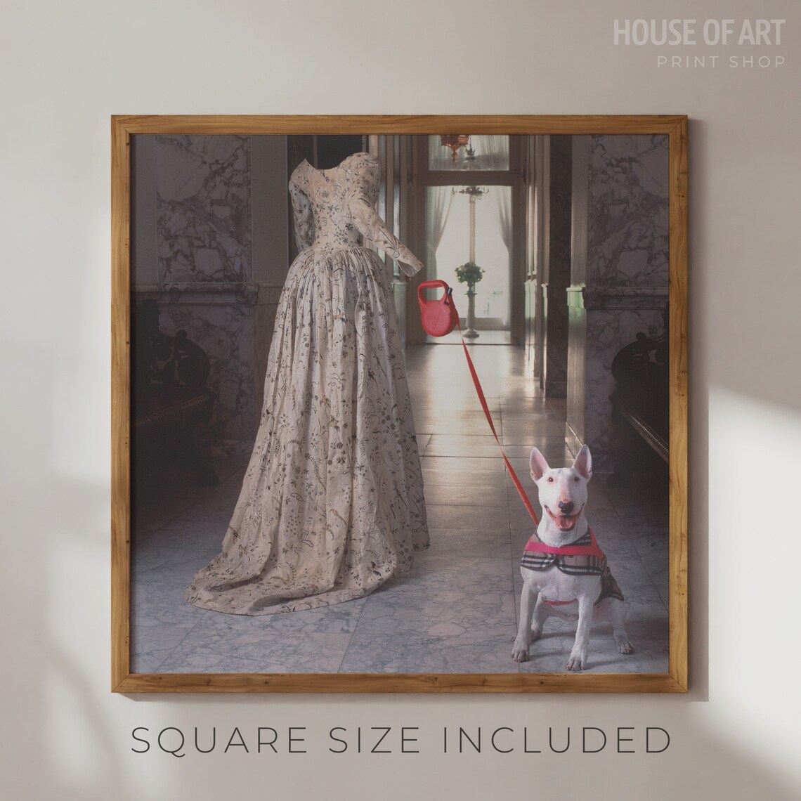 Surreal Invisible Woman Nightgown Walking Bull Terrier Photo Art Print - Image 2