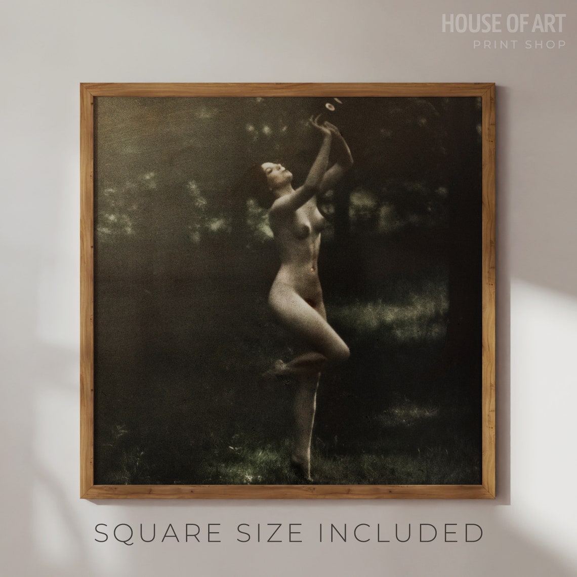 Vintage Nude Dancer Forest Sepia Photograph Dark Romantic Art Poster - Image 2