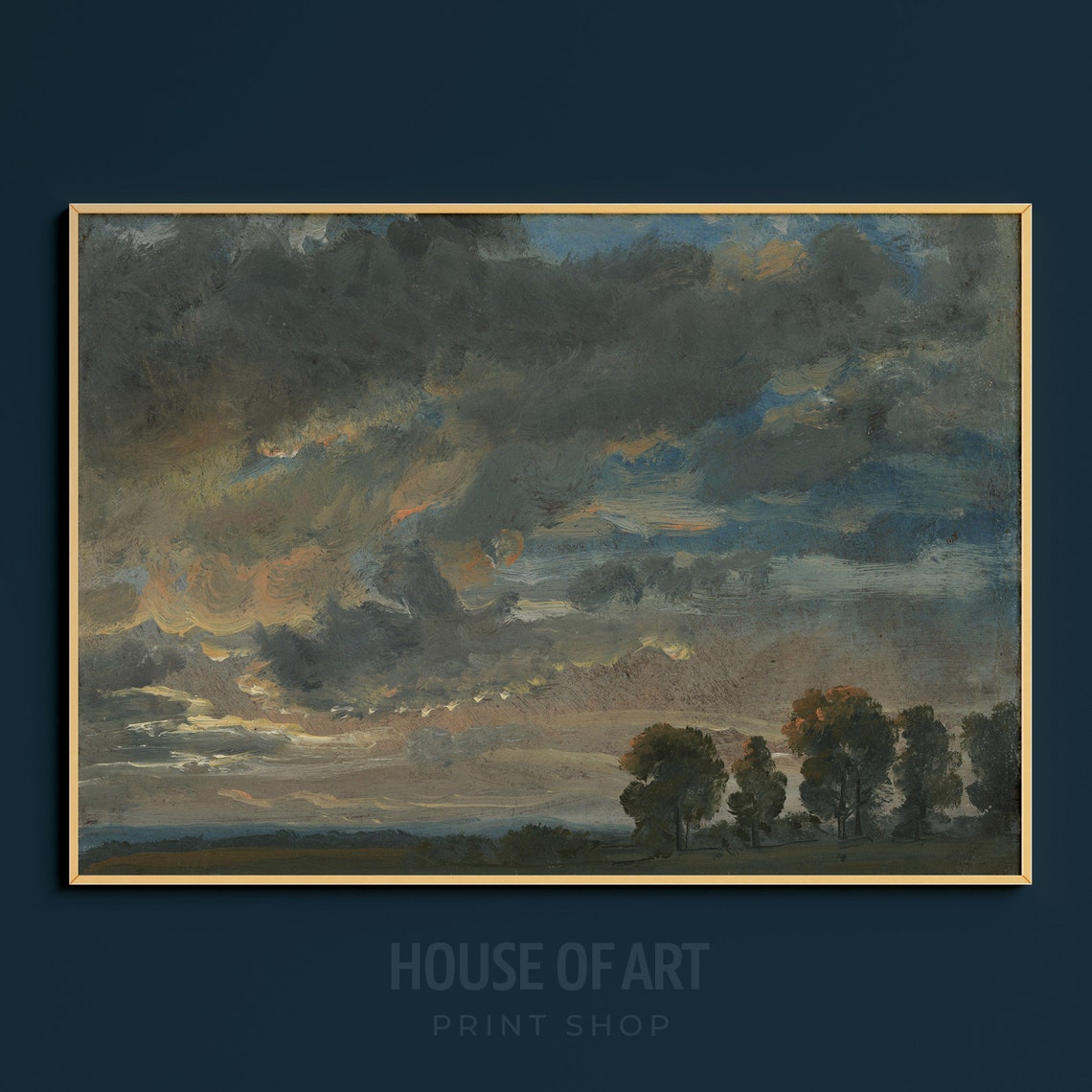 Moody Storm Clouds At Dusk Dramatic Sky Oil Painting Landscape Poster - Image 3