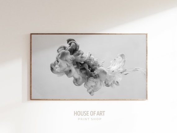 Frame Tv Art Minimalist Grayscale Photography Ink Cloud In Water Artwork Detailed Dreamy Abstract Photograph