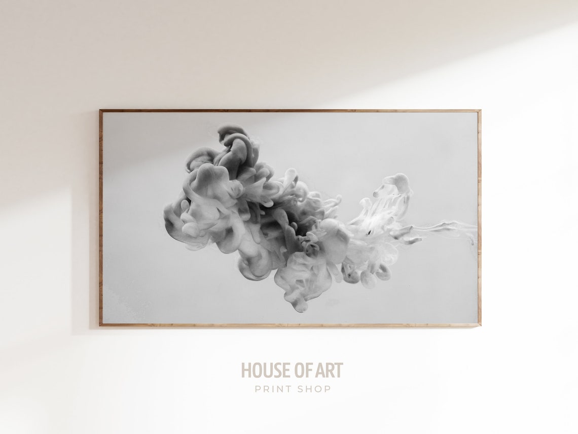 Abstract Black And White Ink Cloud In Water Photography Wall Art Print