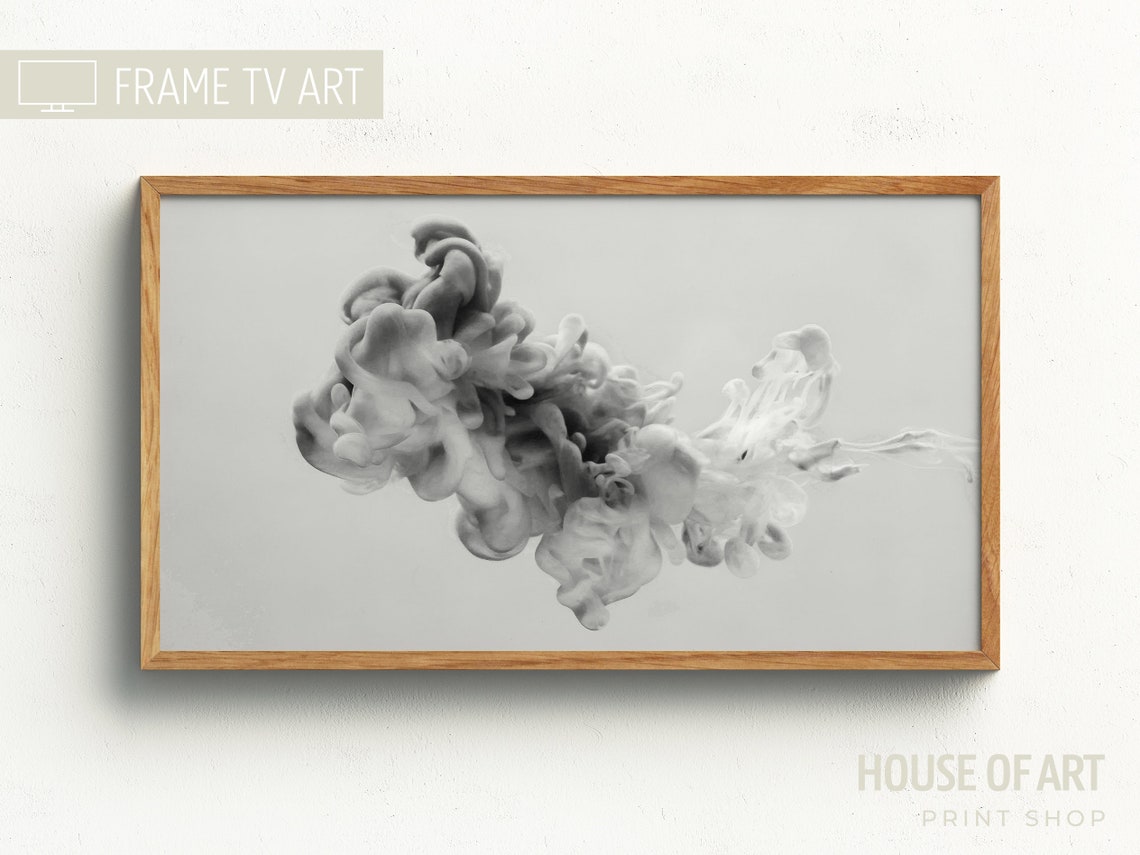 Abstract Black And White Ink Cloud In Water Photography Wall Art Print - Image 3