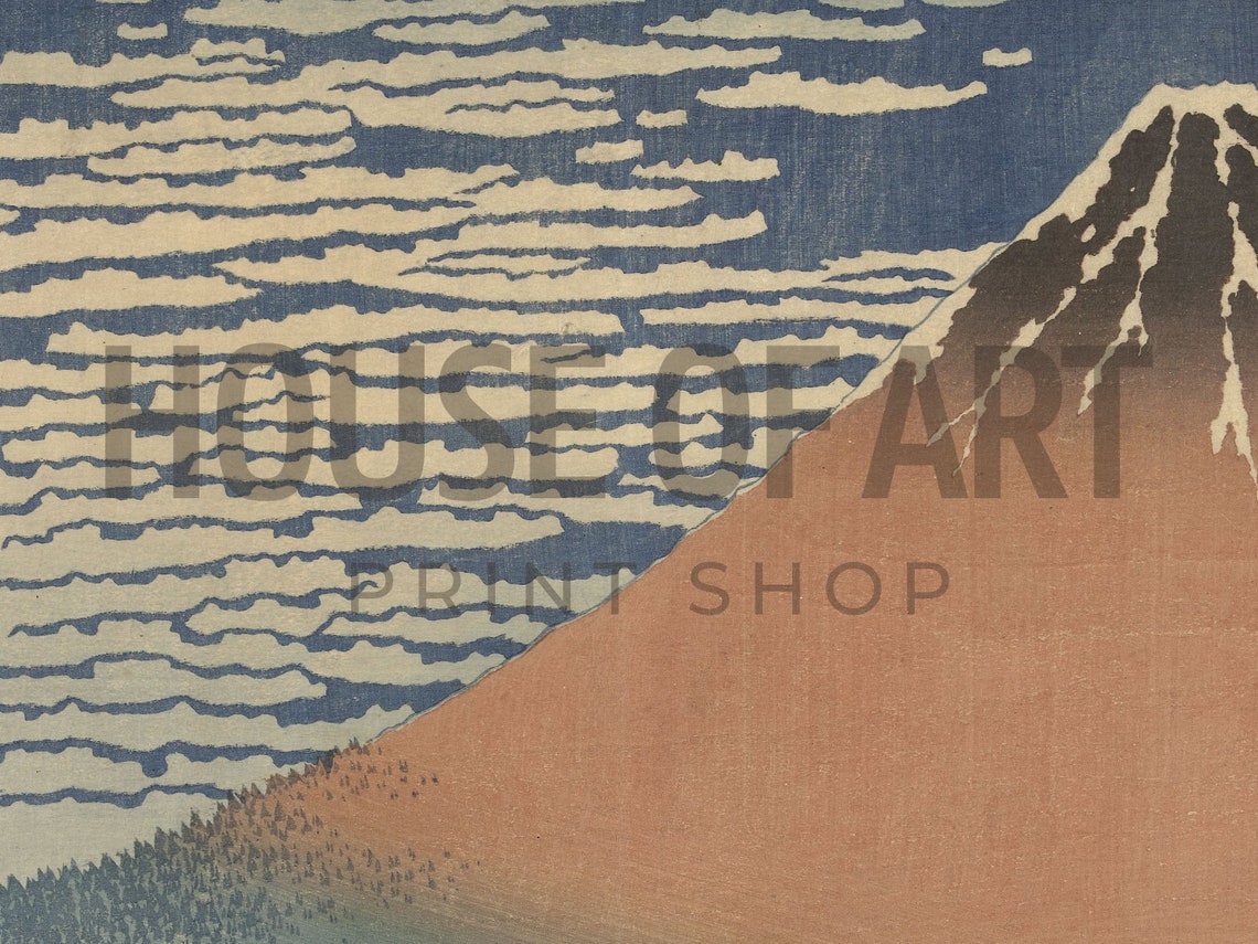 Hokusai Red Fuji Fine Wind Clear Morning Japanese Woodblock Art Poster - Image 2