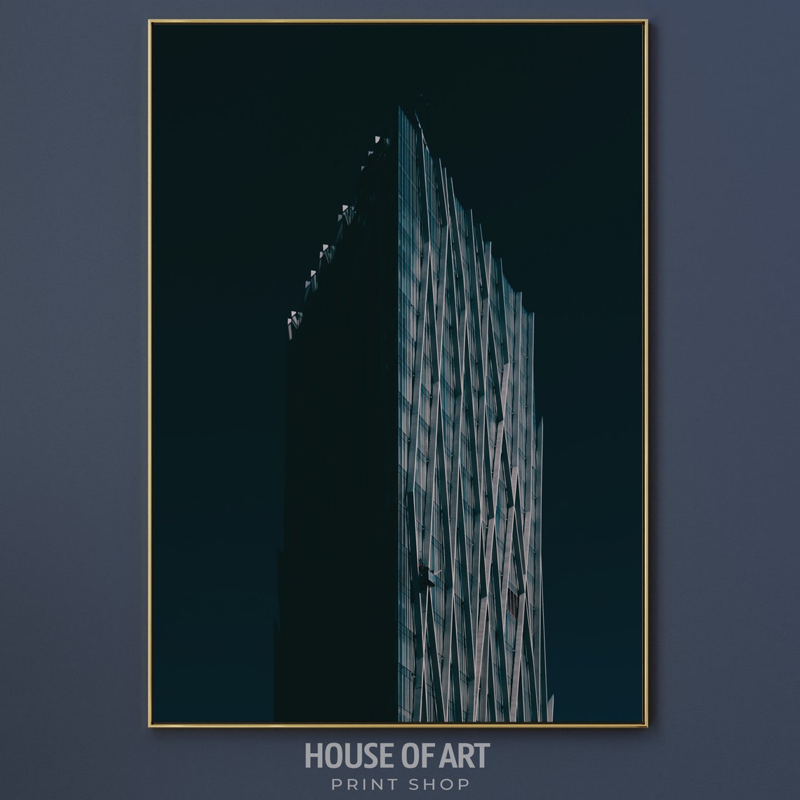 Barcelona Skyscraper Night Dark Moody Architecture Photo Poster - Image 3
