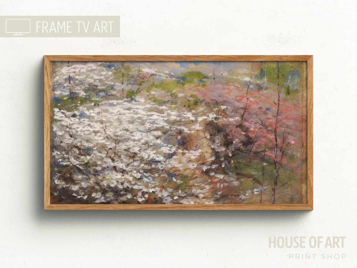 Spring Blossom Meadow White Wildflower Garden Watercolor Art Poster