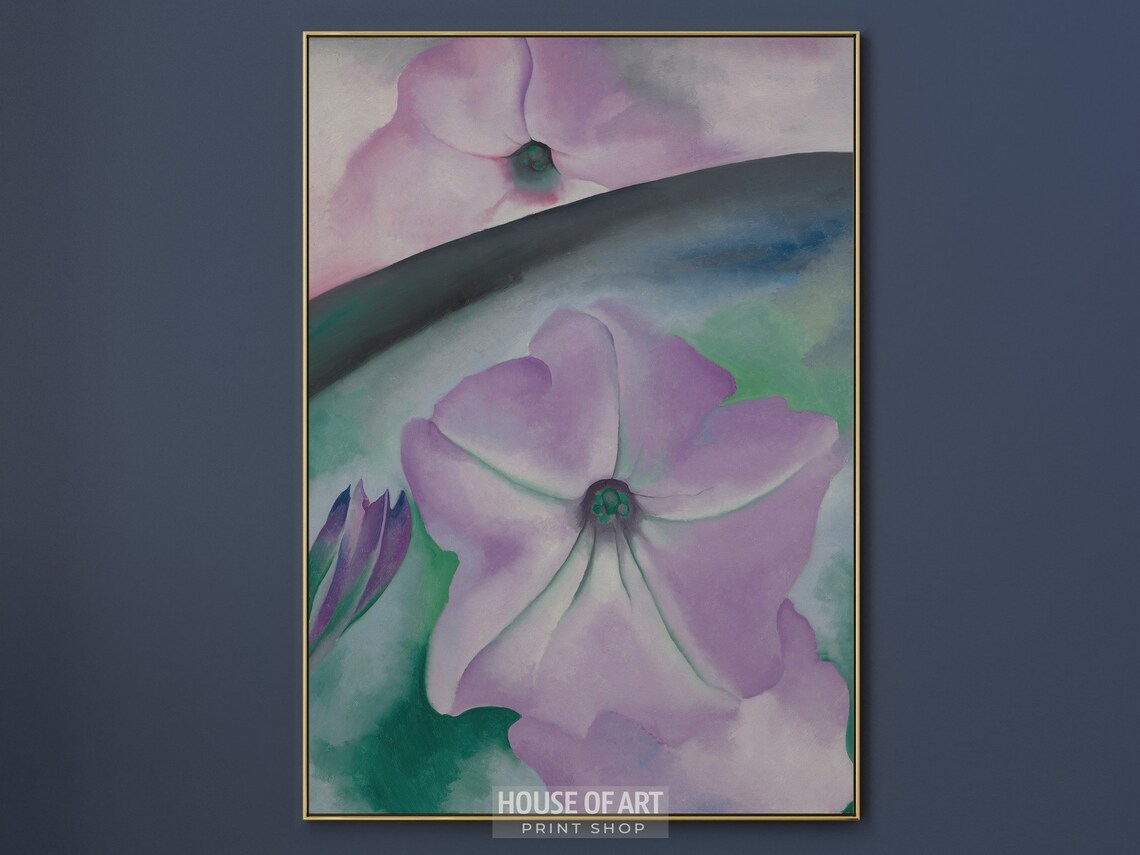 Purple Petunia Blossom Close Up Modern Floral Oil Painting Print - Image 2