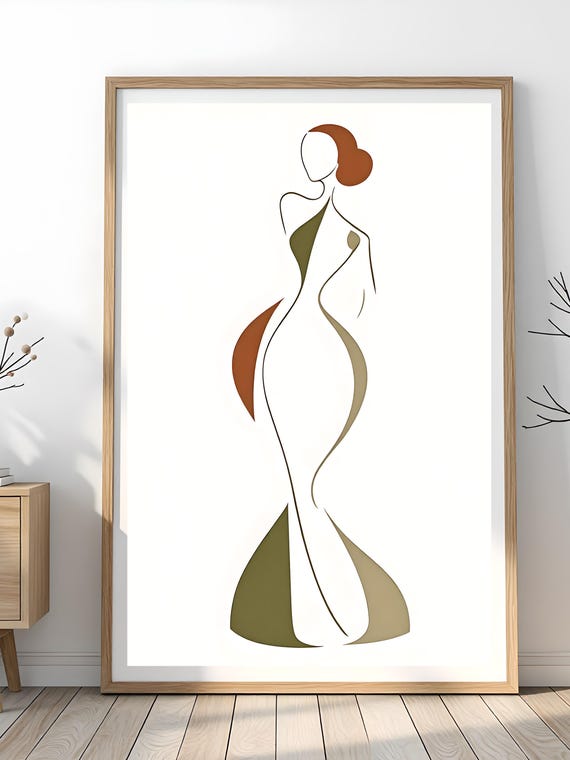 Minimalist Woman Line Art Print Elegant Silhouette