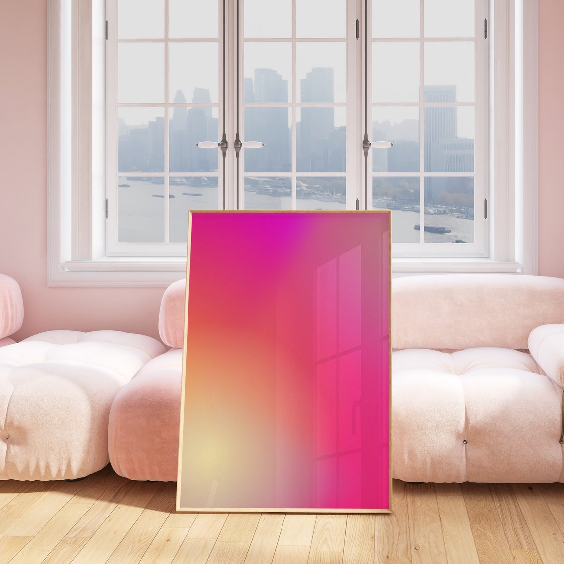 Pink Orange Aura Gradient Abstract Modern Aesthetic Wall Poster