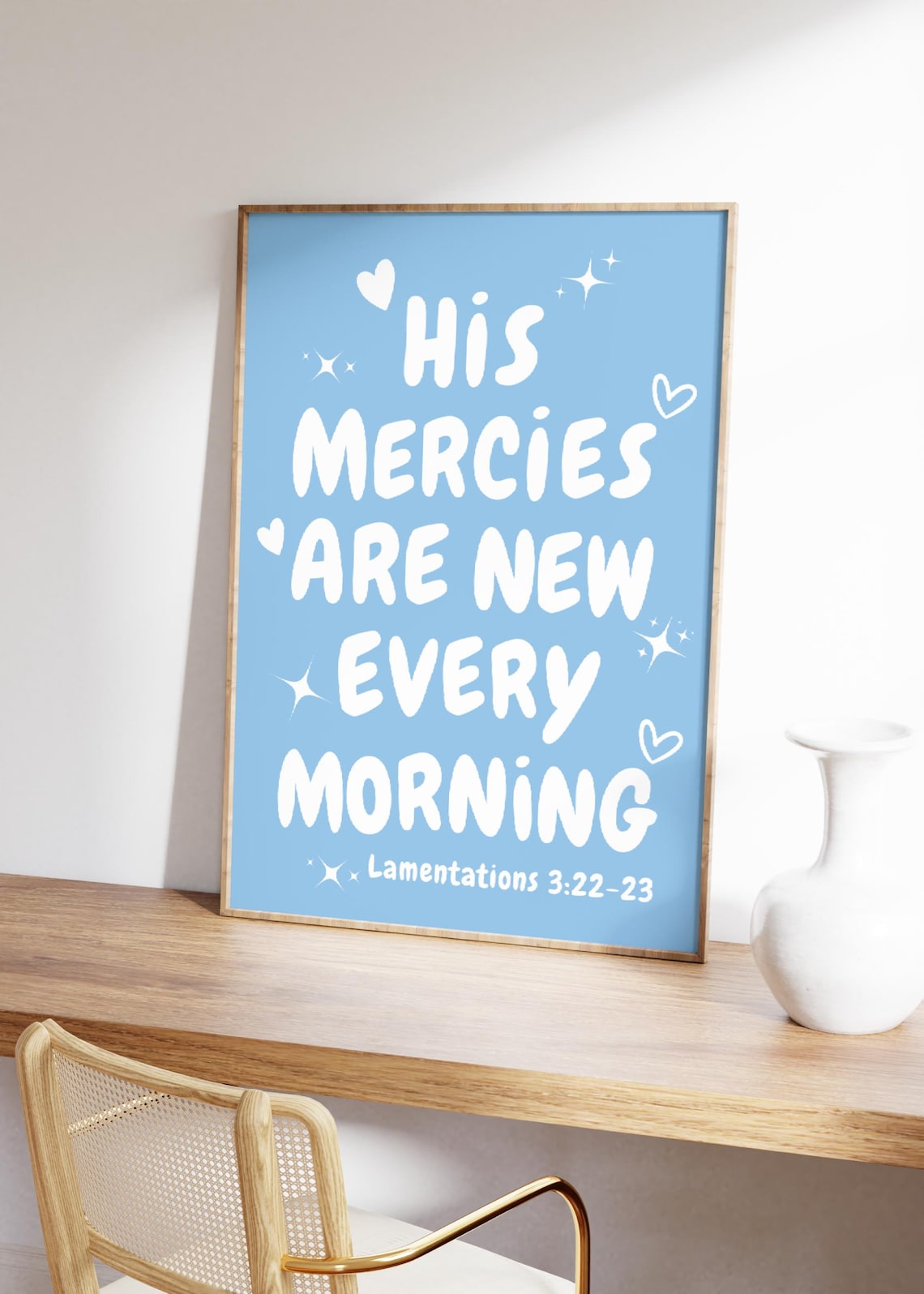 His Mercies Are New Every Morning Blue Christian Scripture Poster - Image 2