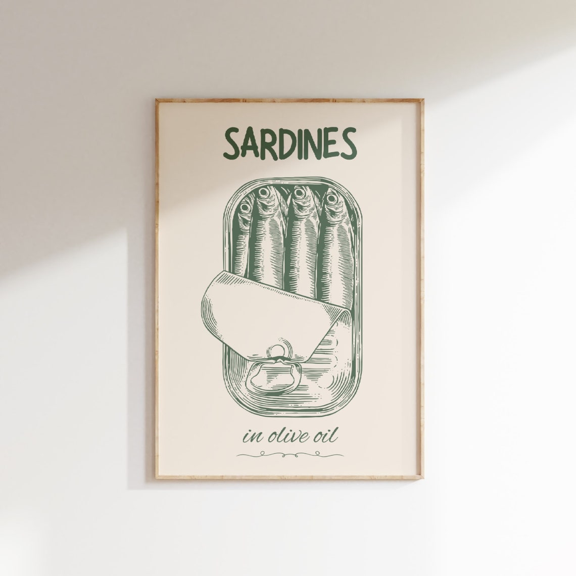 Sardines In Olive Oil Green Cream Vintage Tin Kitchen Wall Print - Image 2