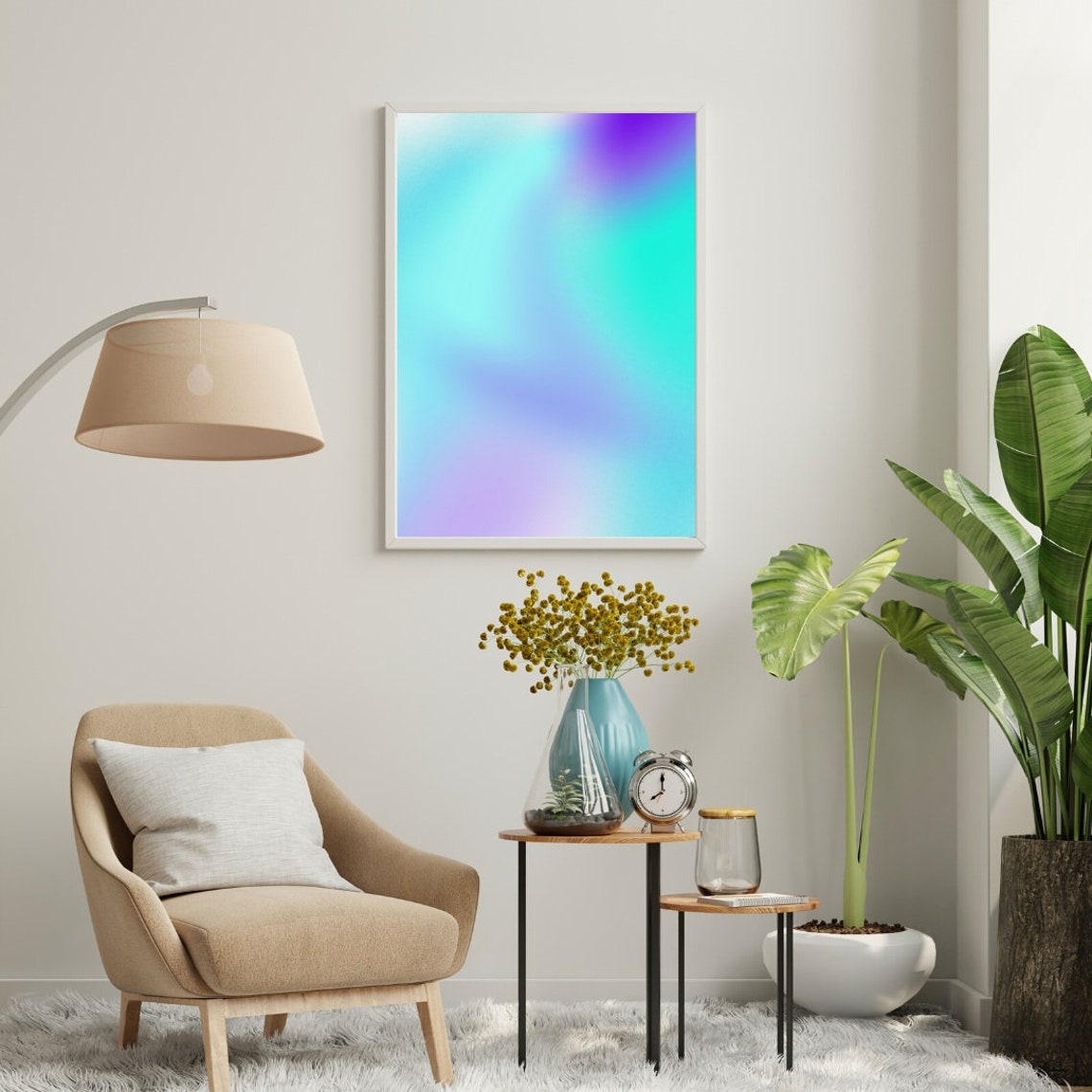 Turquoise Aura Blue Purple Gradient Aesthetic Apartment Poster - Image 3