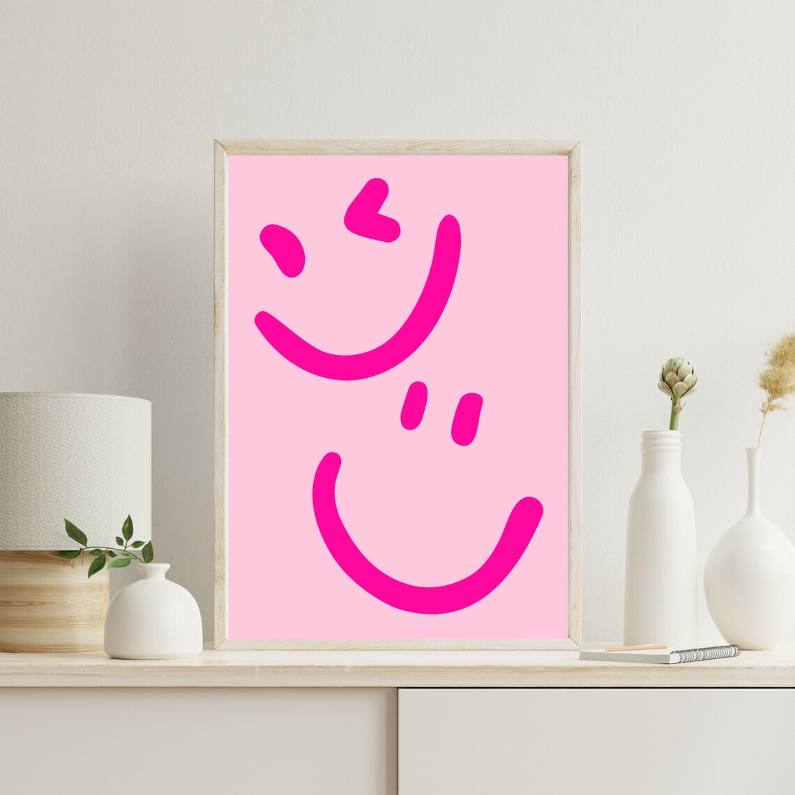 Pink Smiley Face Poster, Preppy College Decor - Image 4
