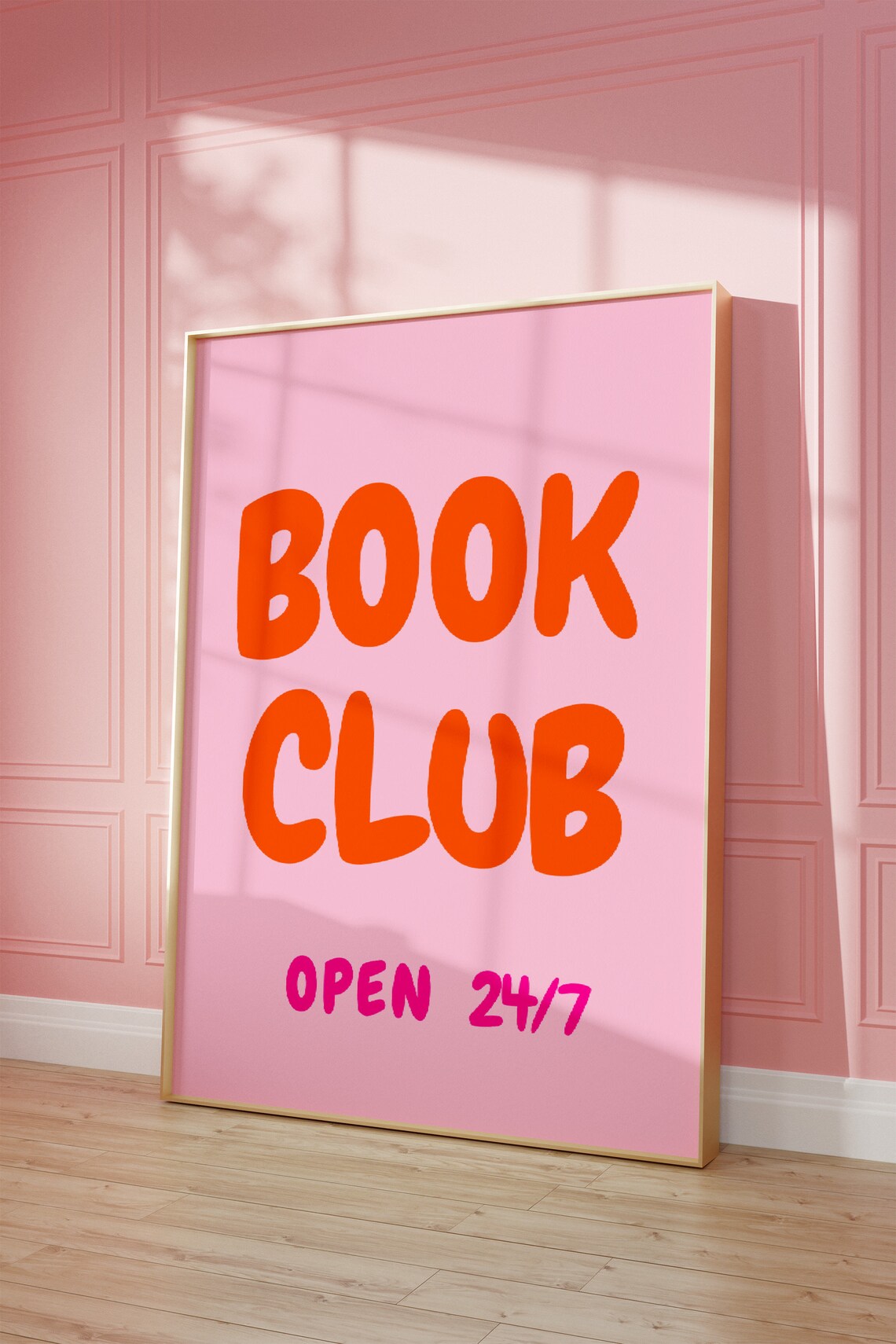 Pink Book Club Art Print, Retro Reading Corner Decor - Image 2