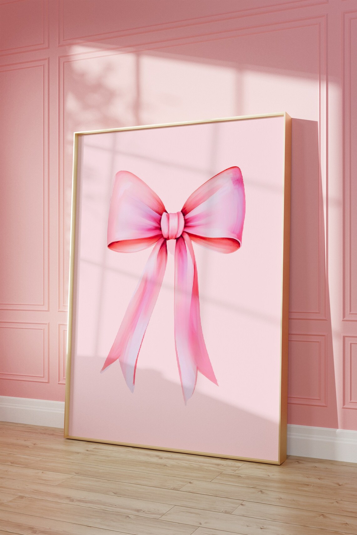 Pink Bow Print Preppy Aesthetic Wall Art Teen Room Decor Watercolor Poster College Apartment Decor Nursery Girly Wall Art Pastel Poster - Image 4