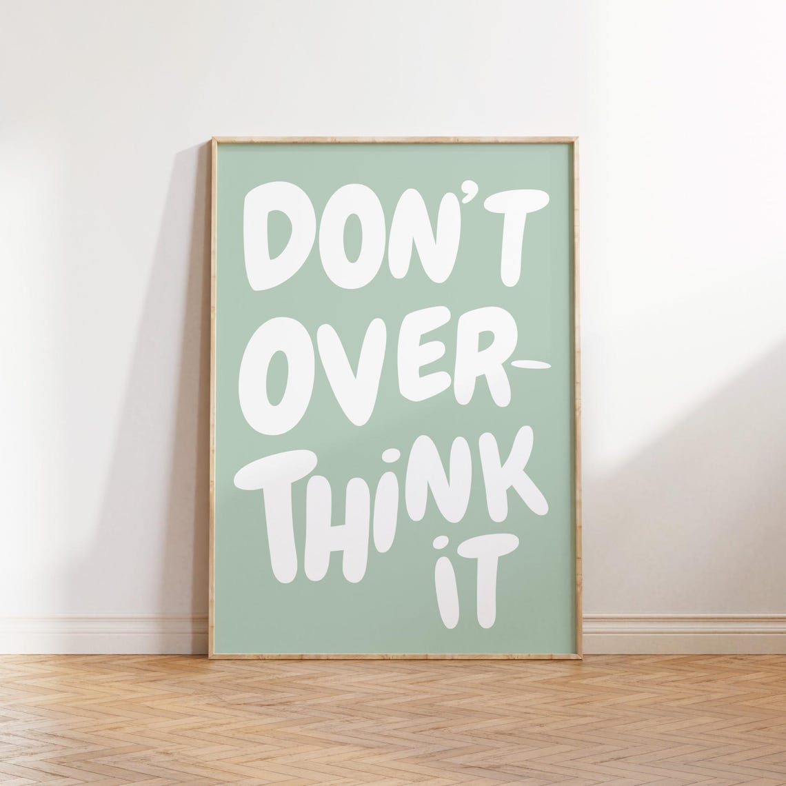 Dont Overthink It Quote Print Sage Green Preppy Dorm Room Art Maximalist Inspirational Wall Art Motivational Typography Print - Image 3