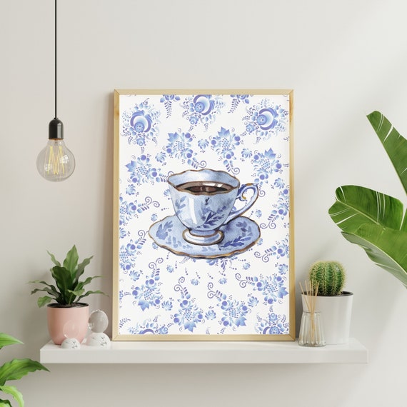 Coffee With Grandma Print Wall Art Trendy Decor Abstract Vintage Painting Cottagecore Decor Wall Art