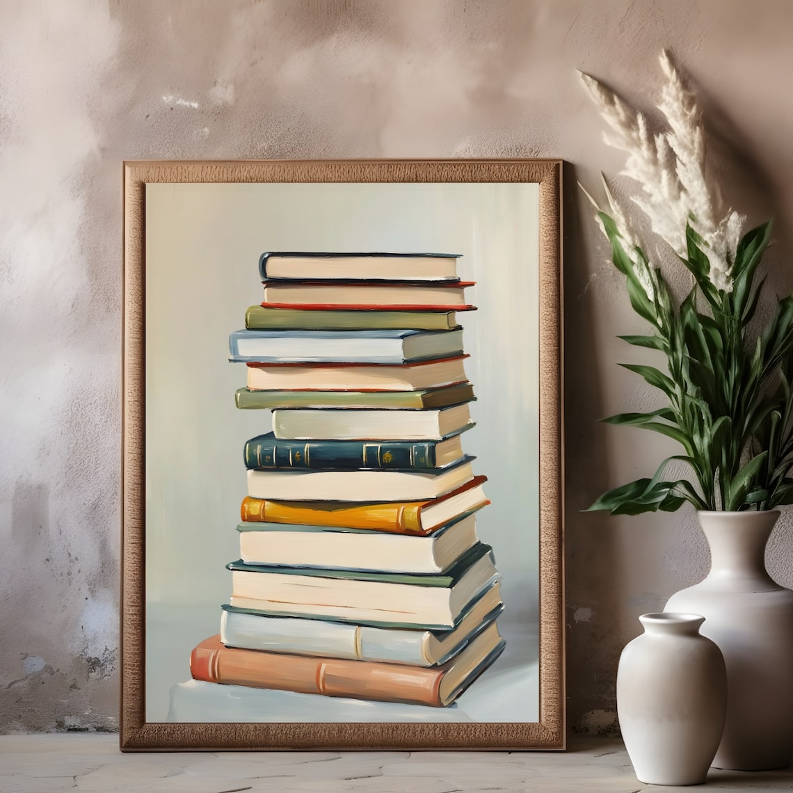 Book Lover Stack Of Books Painting Art Print - Image 3