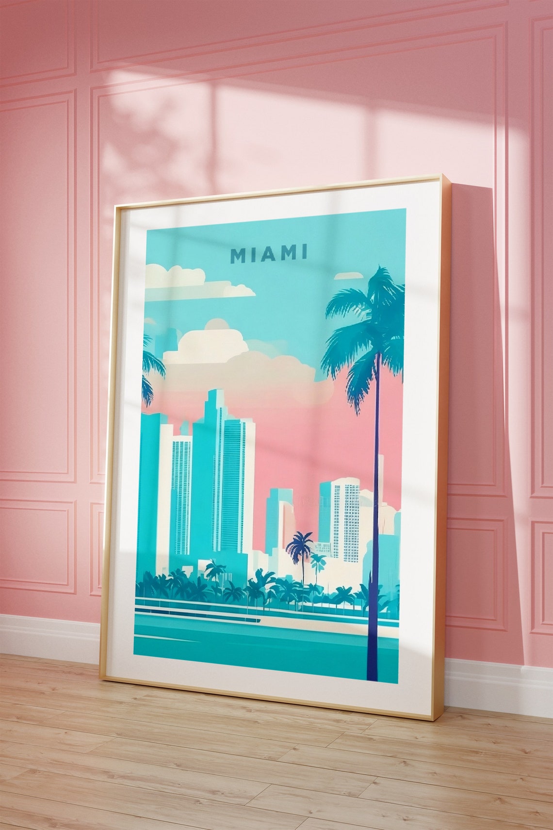 Miami City Travel Print Art Pastel Miami Travel Exhibition Print Trendy Wall Print Miami Poster Travel Posters Usa - Image 3